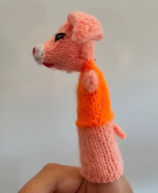Marioneta de dedo - CERDO.  Artesanal Peruana