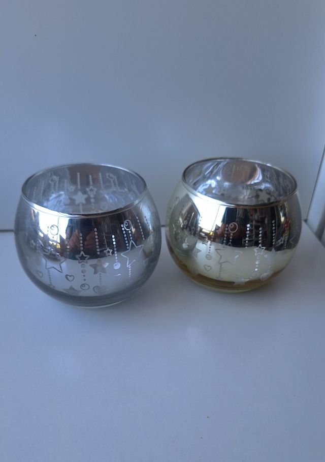 Juego 2 Portavelas cristal mercurio