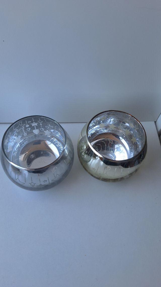 Juego 2 Portavelas cristal mercurio