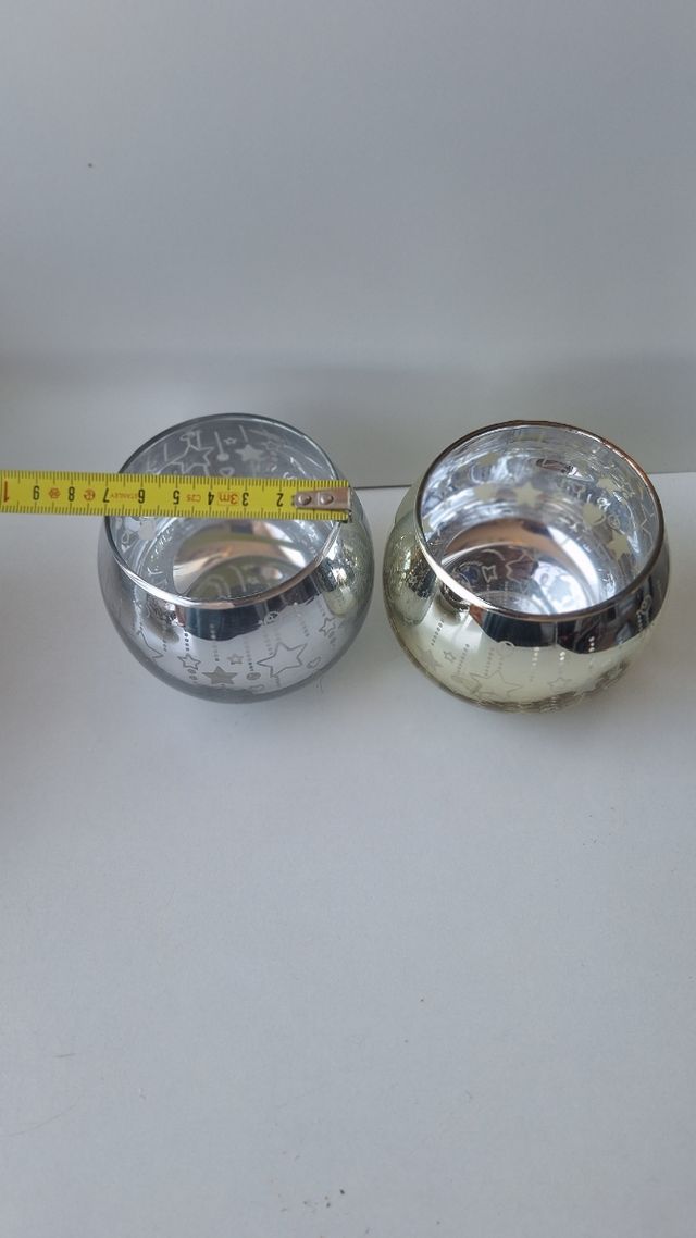 Juego 2 Portavelas cristal mercurio