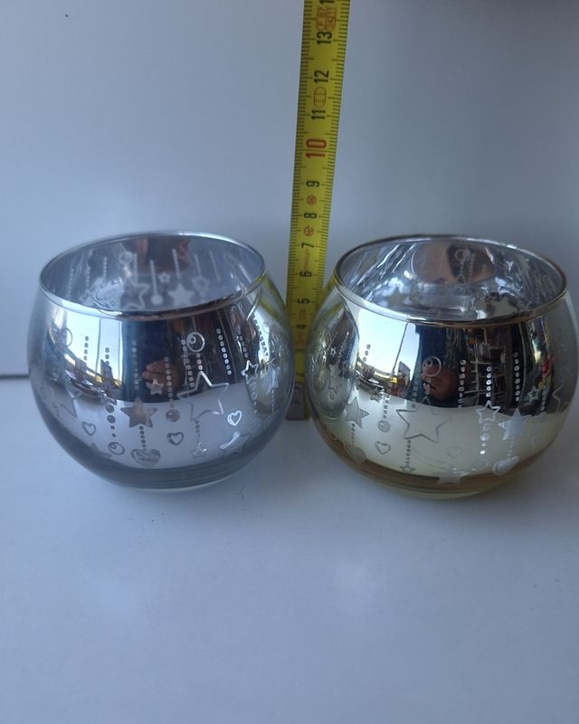 Juego 2 Portavelas cristal mercurio