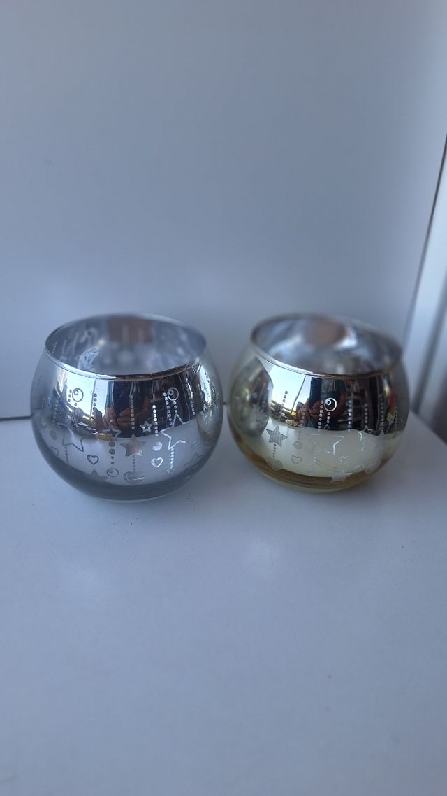 Juego 2 Portavelas cristal mercurio