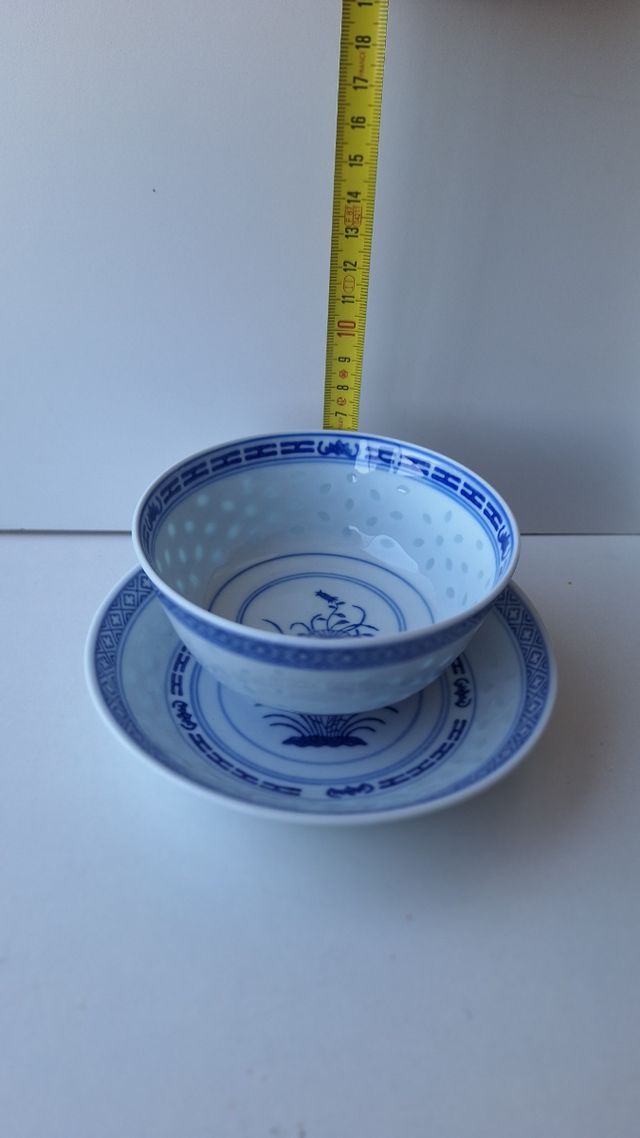 Cuenco porcelana China + plato+ cuchara