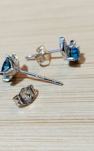 Minis pendientes plata y cristal azul