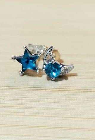 Minis pendientes plata y cristal azul