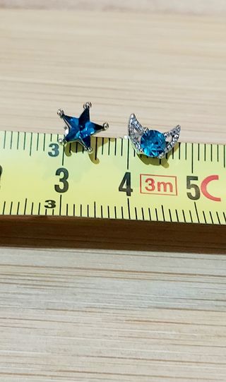 Minis pendientes plata y cristal azul