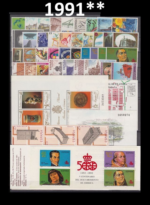 SPAGNA ANNO 1991** MNH FRANCOBOLLI SPAGNA NUOVI COMPLETI