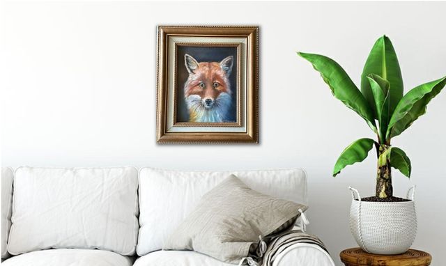 Cuadro al óleo Retrato de Zorro  ,con marco 40 €