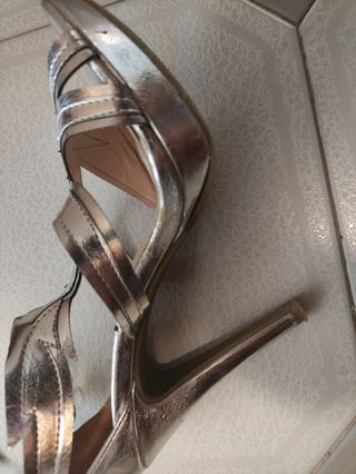 Zapato sandalia de fiesta plata con plataforma