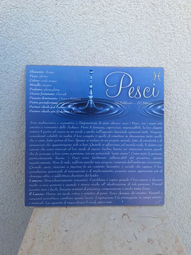 Quadretto segno zodiacale Pesci
