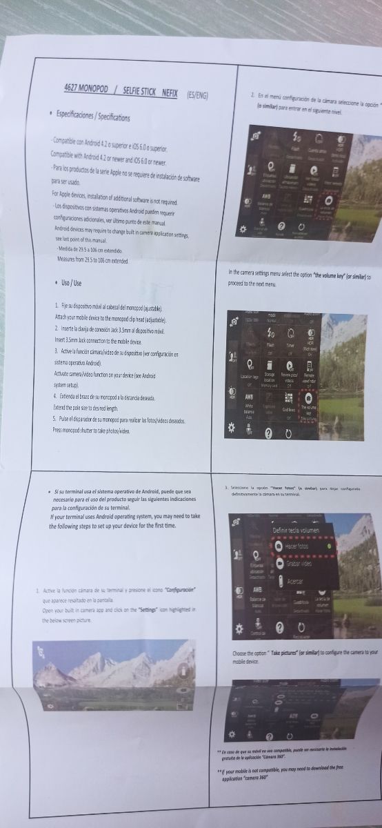 Palo selfie 100cm, con botón empuñadura