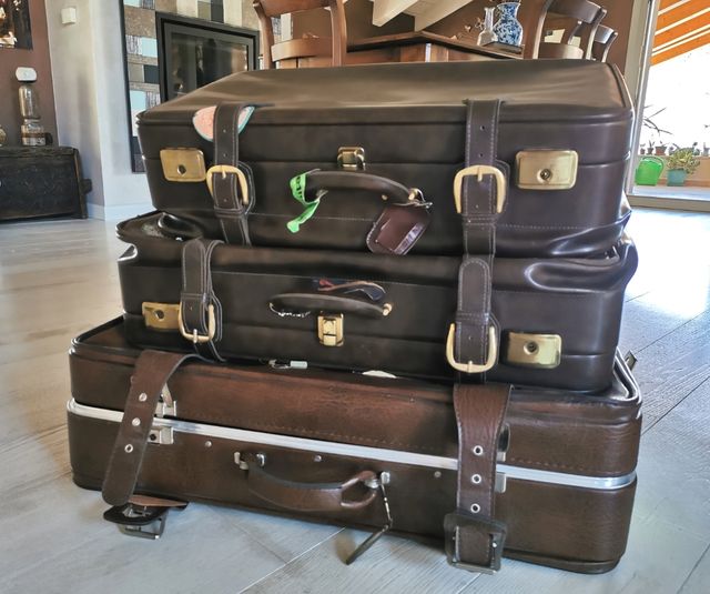 3 valige anni 50/60 in pelle