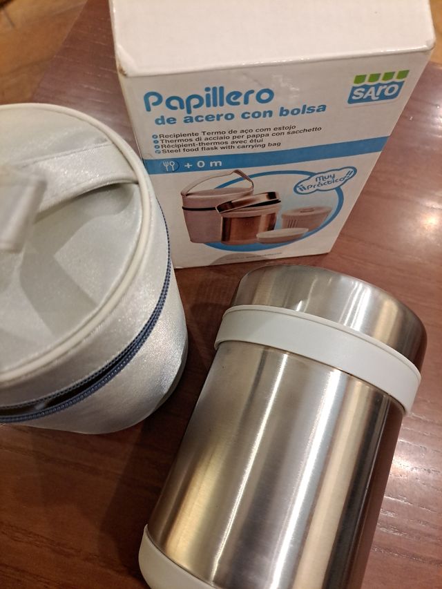 Termo papillero de acero con bolsa