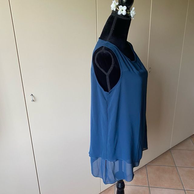 Canotta donna blu navi scuro cn fondo assimettico