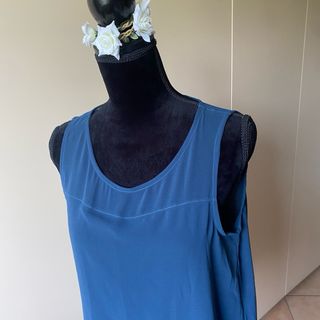 Canotta donna blu navi scuro cn fondo assimettico