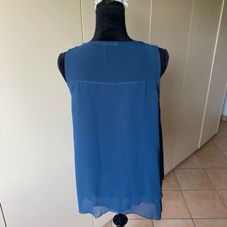 Canotta donna blu navi scuro cn fondo assimettico