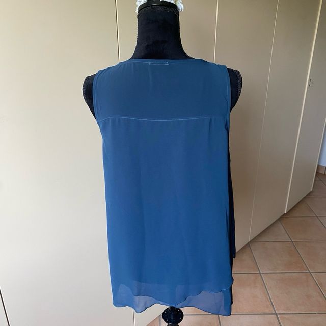 Canotta donna blu navi scuro cn fondo assimettico