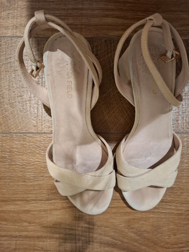 Sandalias beige 36 piel