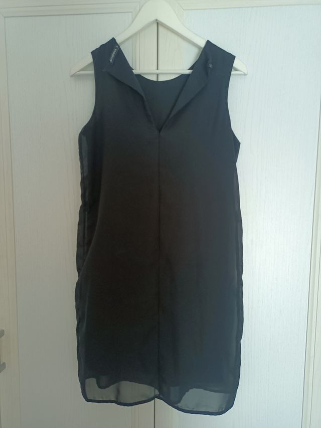 Vestito nero giromanica semitrasparente