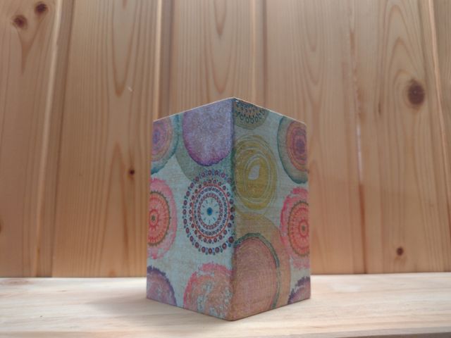 Cubilete de madera decupage