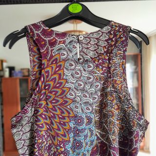 Natura Vestido Estampado Plumas Pavo Real 38-40.