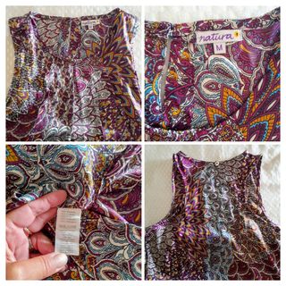 Natura Vestido Estampado Plumas Pavo Real 38-40.