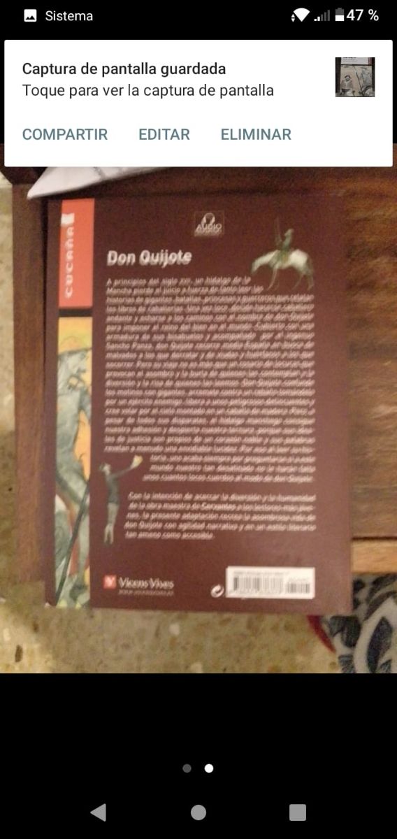 Libro del don Quijote adaptación