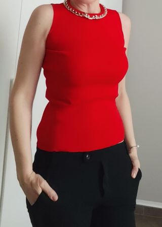 Canotta gioiello rossa Zara Knit tg S