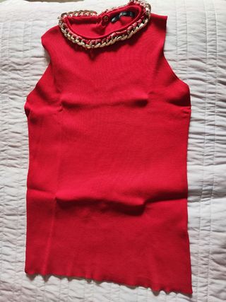 Canotta gioiello rossa Zara Knit tg S