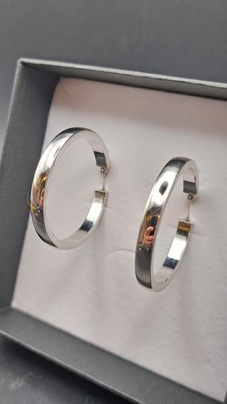 Pendientes de Oro 14K Blanco Aros