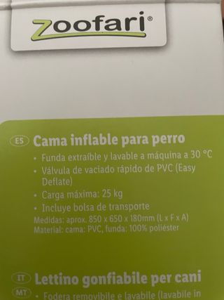 Cama inflable para perro
