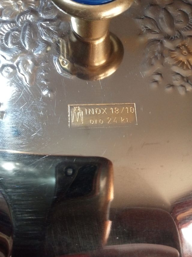 Vassoio con coperchio acciaio18/10 e oro