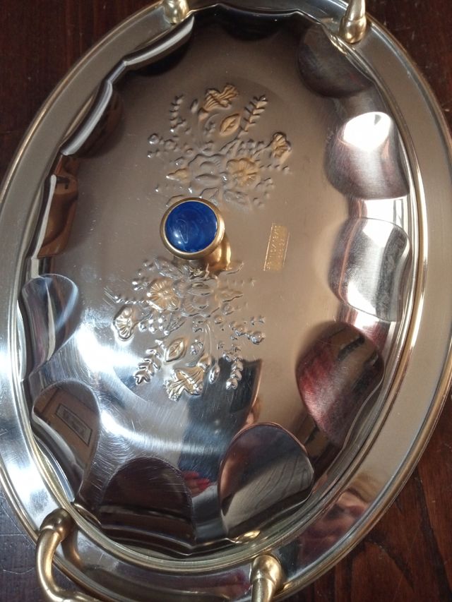 Vassoio con coperchio acciaio18/10 e oro