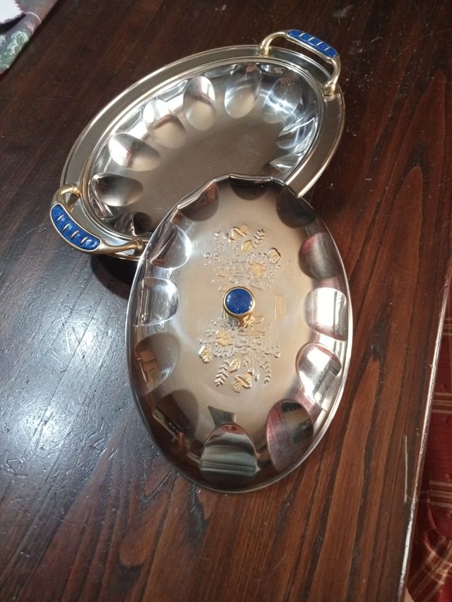 Vassoio con coperchio acciaio18/10 e oro