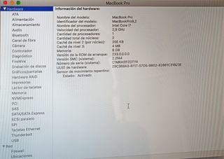 MACBOOK PRO 2012 2,9 GHz INTEL CORE i7
