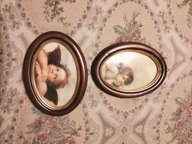 Coppia quadretti ovali cornice in arte p