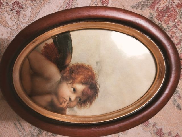 Coppia quadretti ovali cornice in arte p