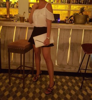 Blusa estilo Carmen blanco oro S 36