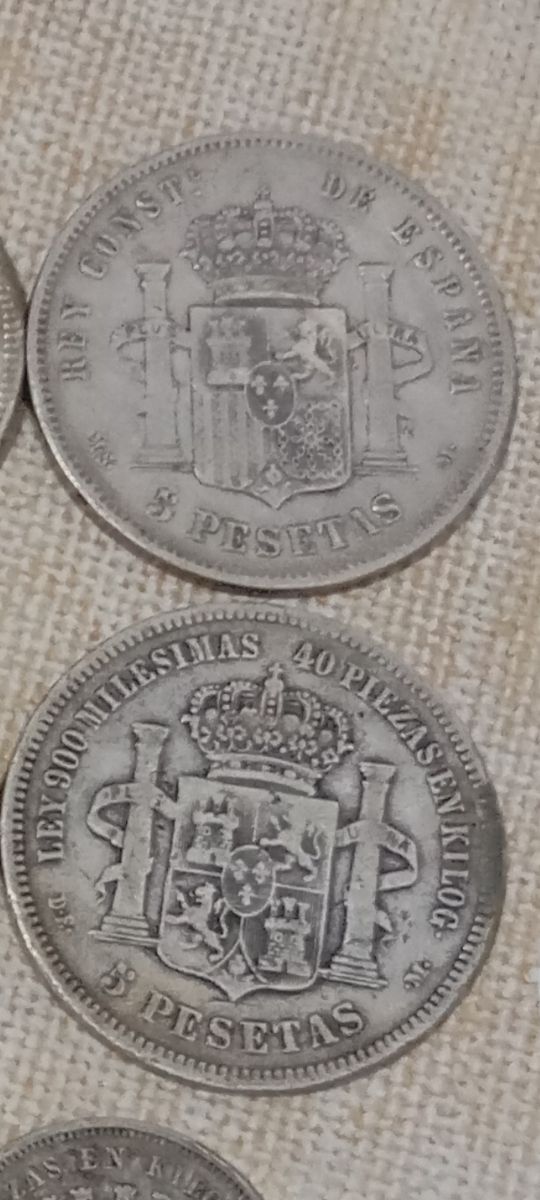 Monete in argento da 5 e 2 peseta
