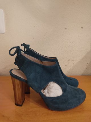 ARMAND BASI - zapatos destalonados tacón azul 37