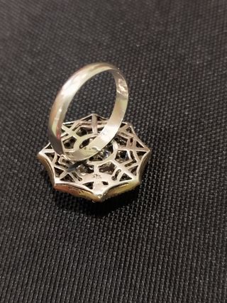 Anillo cóctel plata oro piedra roja