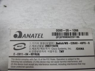 1 Switch Da 48 Porte Marca"CISCO SYSTEMS"WS-C3560-