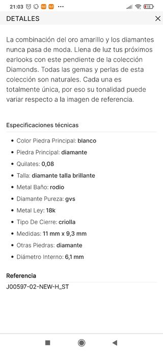 Pendientes diamantes ARISTOCRAZY