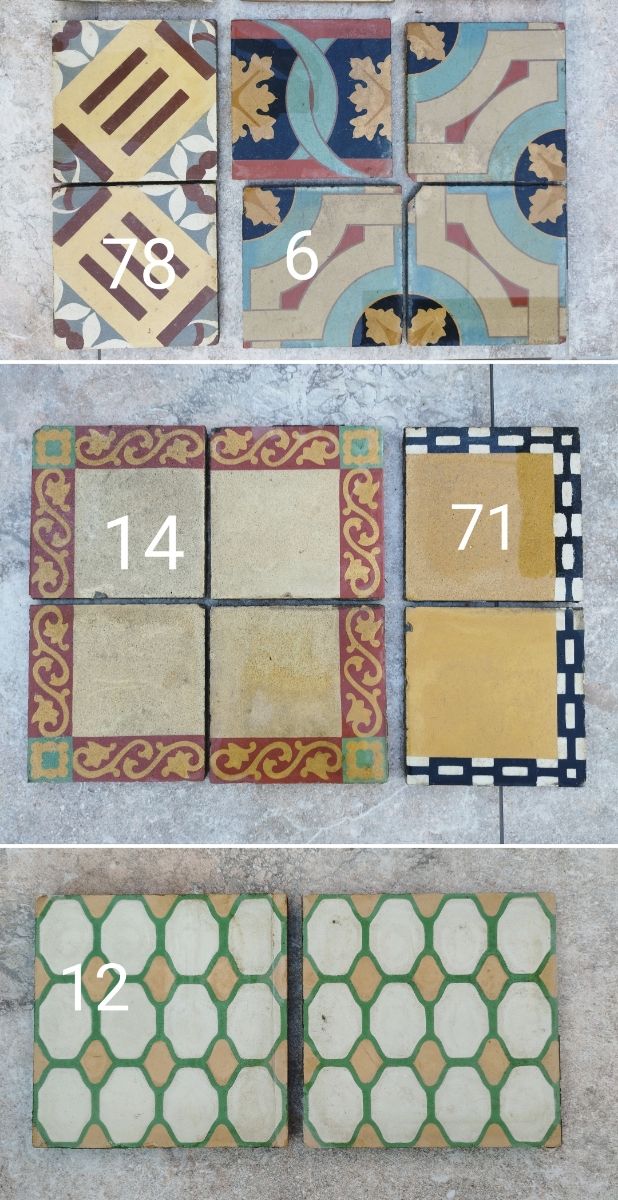 Azulejo hidráulico pintado antigo