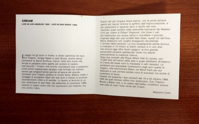 Cream - Live in Los Angeles San Diego cd