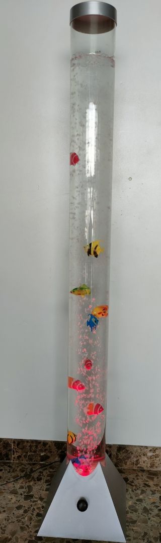 Lampara led tubo agua  burbujasy peces