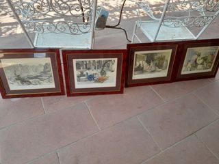 4 CUADROS PINTURAS GRABADOS RETRATOS.