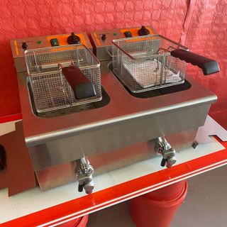 ▶️ Freidora de 8+8 Lts con Grifo Eléctrica