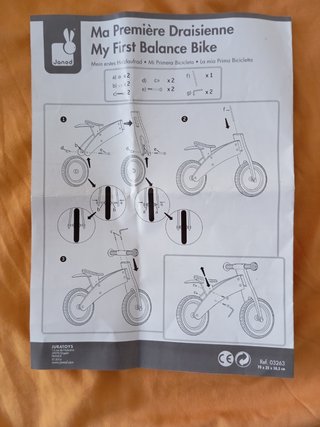Bicicleta sin pedales aprendizaje  madera Janod.