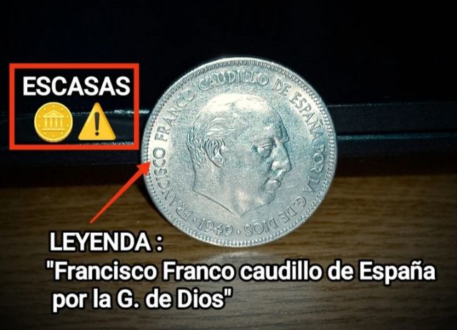 Cruz San Benito + 5 pesetas 1949+ 50 pesetas 1957